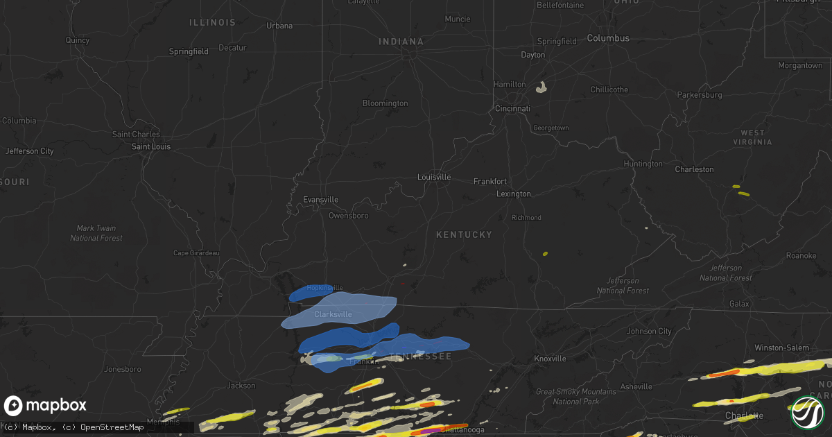 Hail map in Kentucky on March 1, 2017