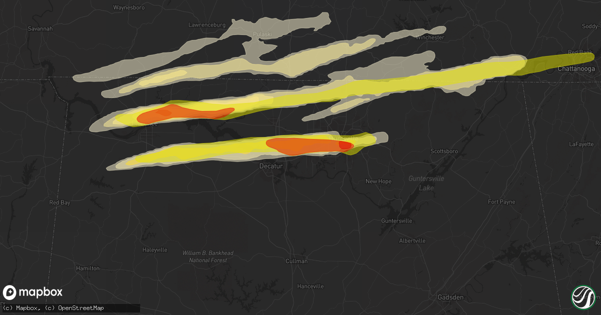 Hail map in Madison, AL on March 1, 2017