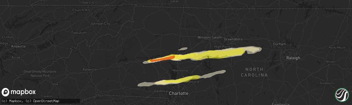 Hail map in Statesville, NC on March 1, 2017