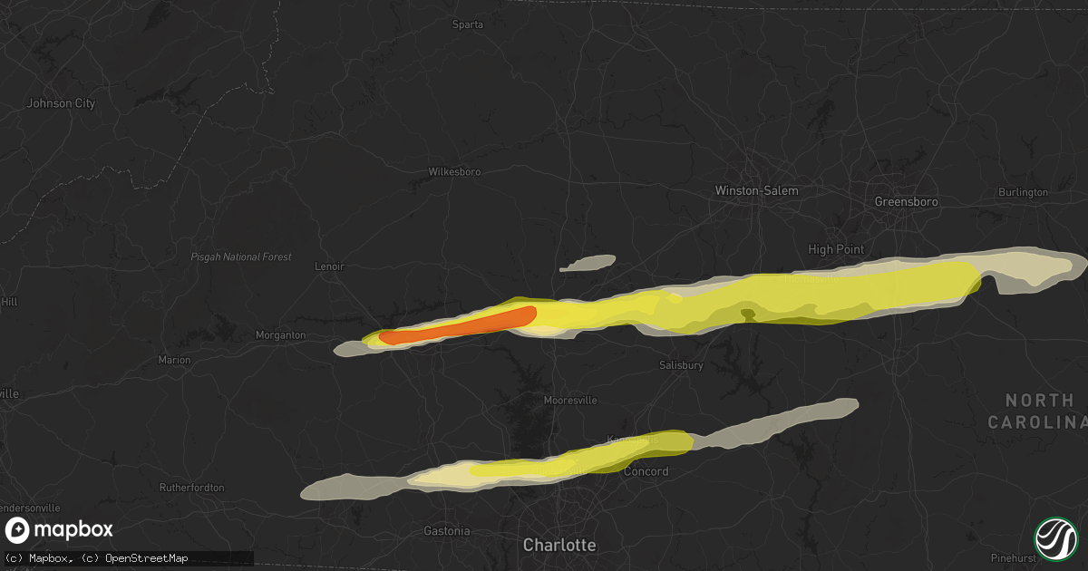Hail map in Statesville, NC on March 1, 2017