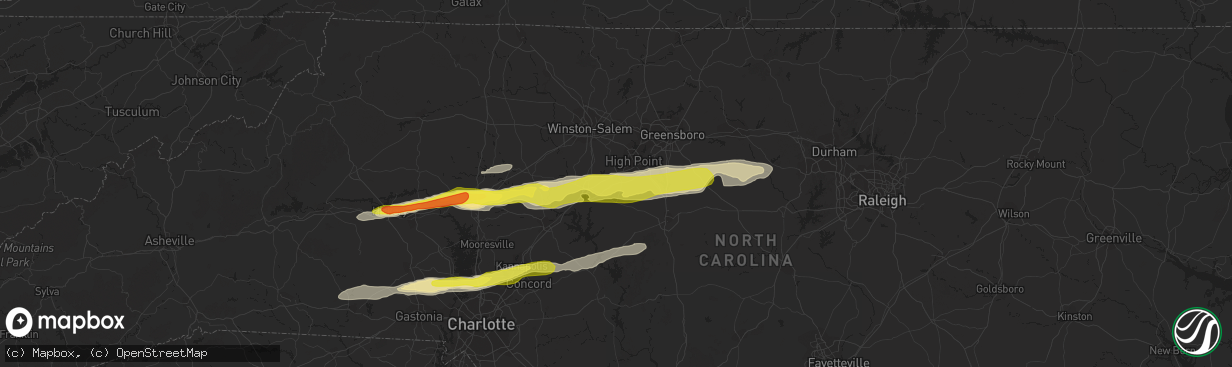 Hail map in Thomasville, NC on March 1, 2017