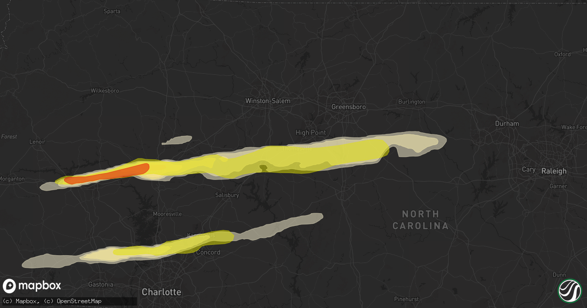 Hail map in Thomasville, NC on March 1, 2017