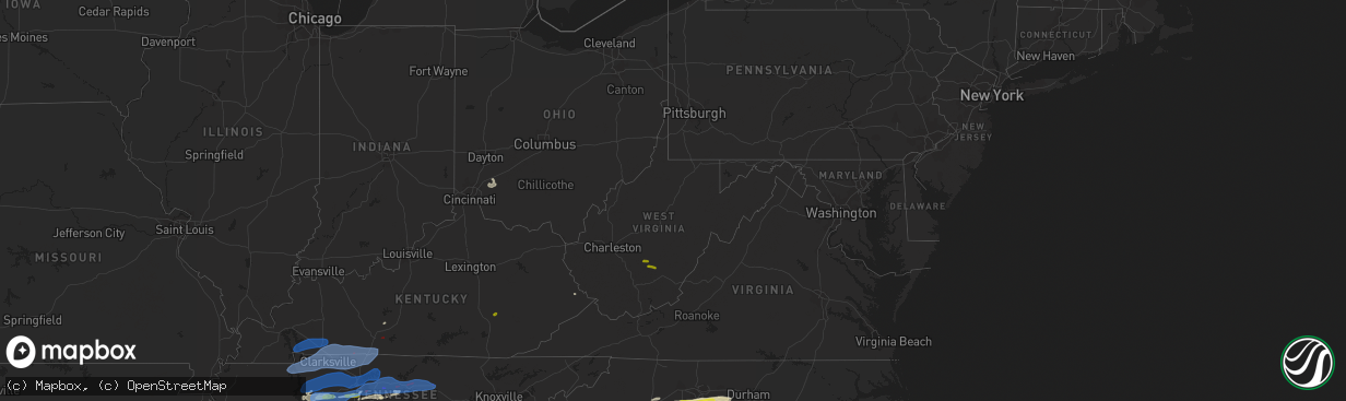 Hail map in West Virginia on March 1, 2017