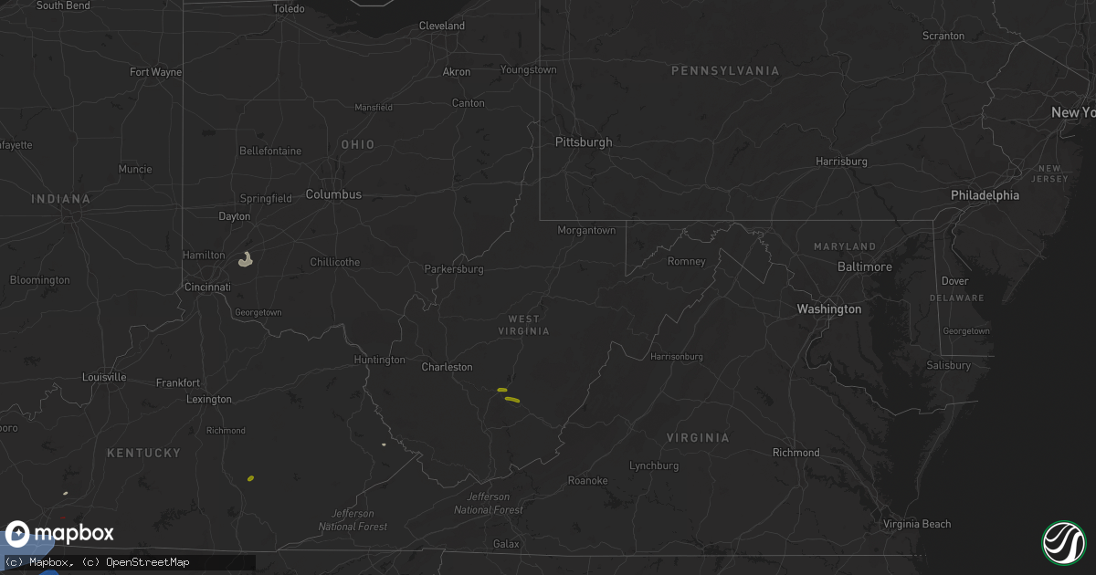 Hail map in West Virginia on March 1, 2017