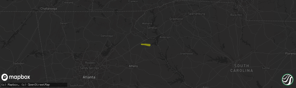Hail map in Bowersville, GA on March 1, 2019