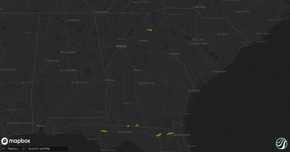 Hail map in Georgia on March 1, 2019