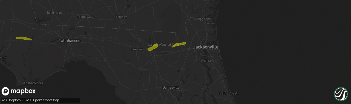 Hail map in Glen Saint Mary, FL on March 1, 2019