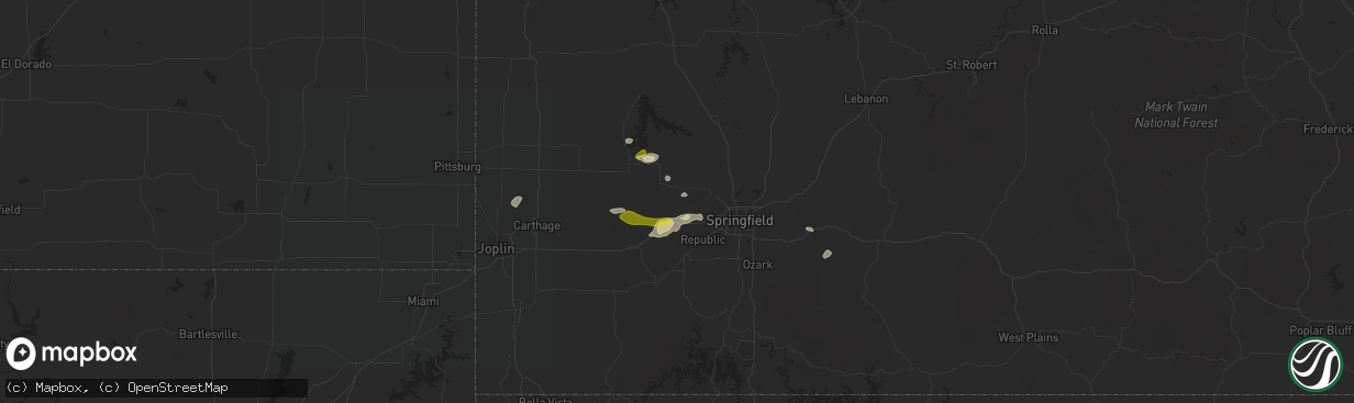 Hail map in Ash Grove, MO on March 1, 2020