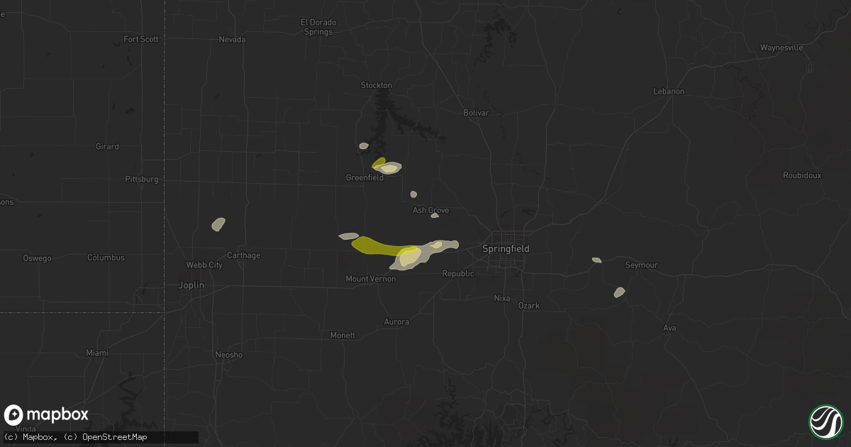 Hail map in Ash Grove, MO on March 1, 2020