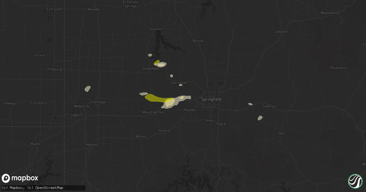 Hail map in Bois D Arc, MO on March 1, 2020