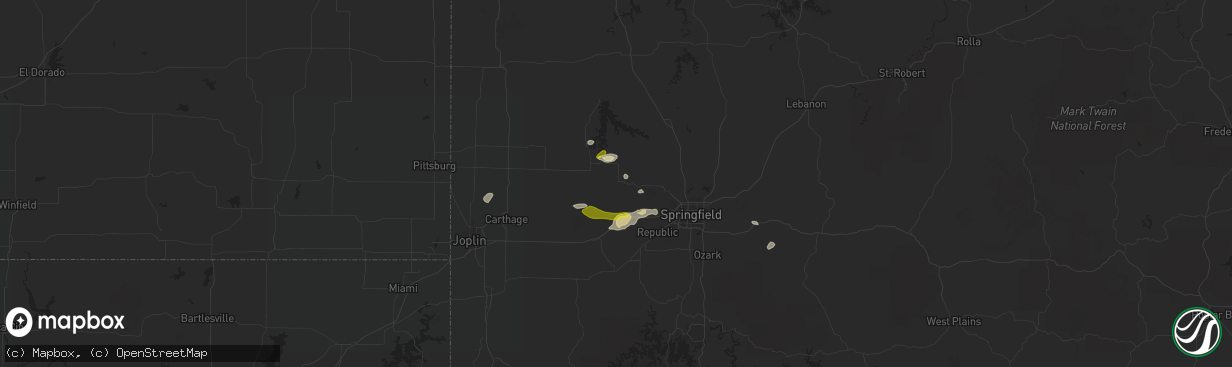 Hail map in Everton, MO on March 1, 2020