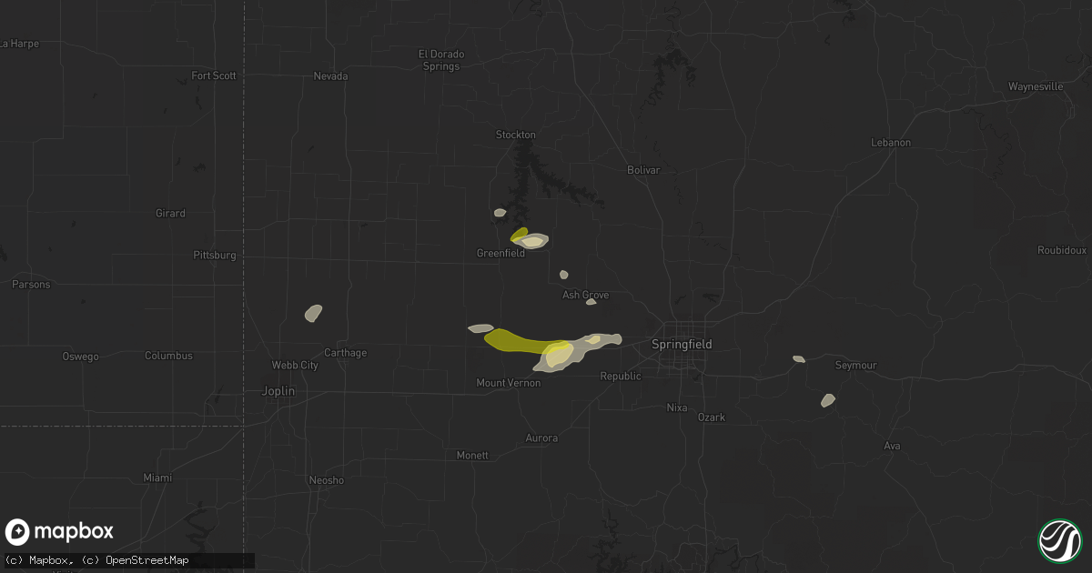 Hail map in Everton, MO on March 1, 2020