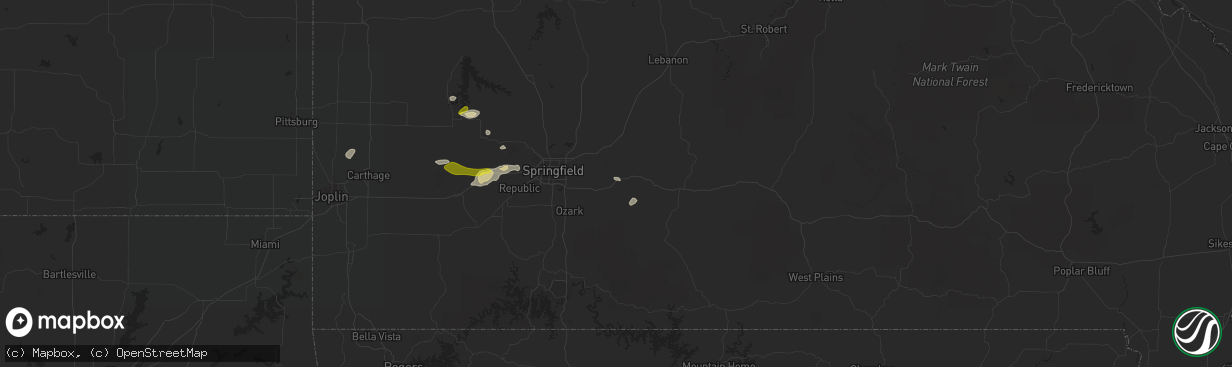 Hail map in Fordland, MO on March 1, 2020