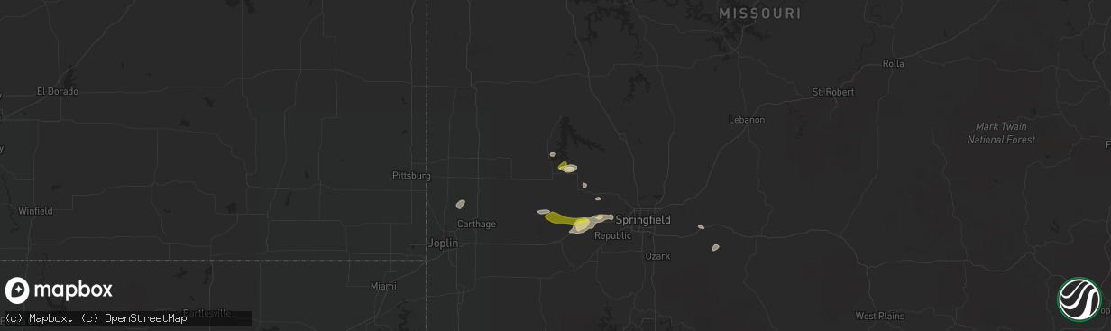 Hail map in Greenfield, MO on March 1, 2020