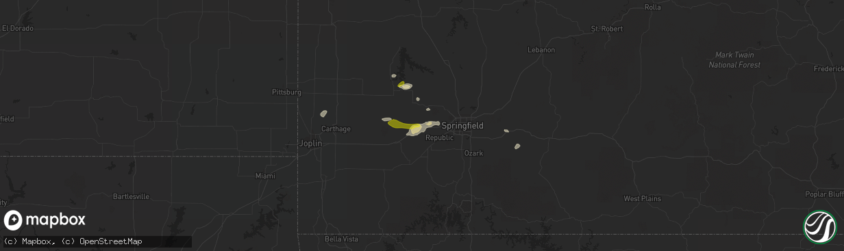 Hail map in Halltown, MO on March 1, 2020