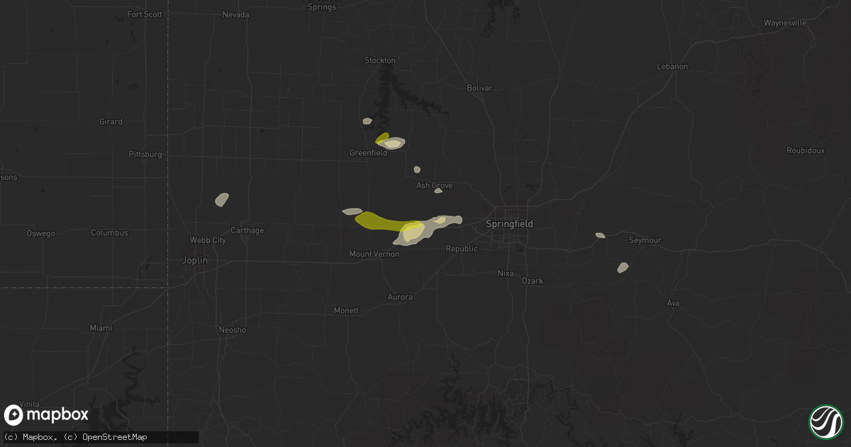 Hail map in Halltown, MO on March 1, 2020