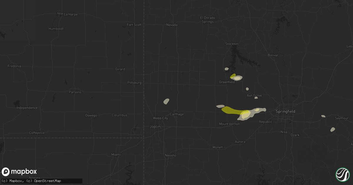 Hail map in Jasper, MO on March 1, 2020