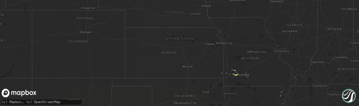 Hail map in Kansas on March 1, 2020