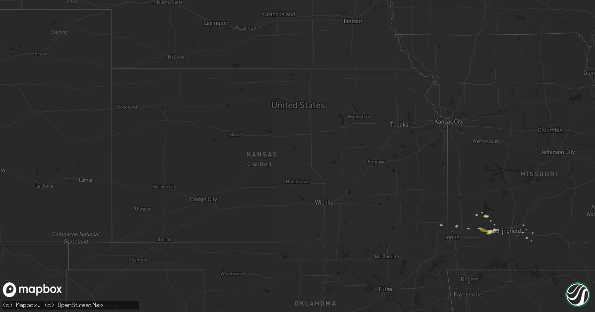Hail map in Kansas on March 1, 2020