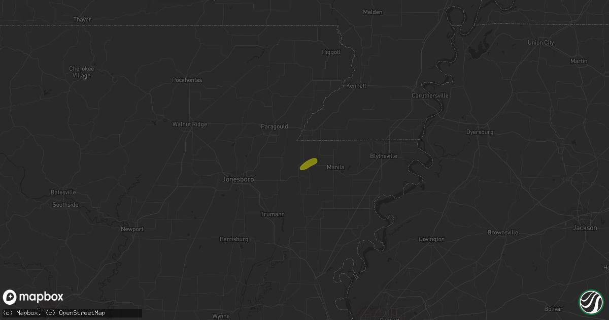 Hail map in Monette, AR on March 1, 2020