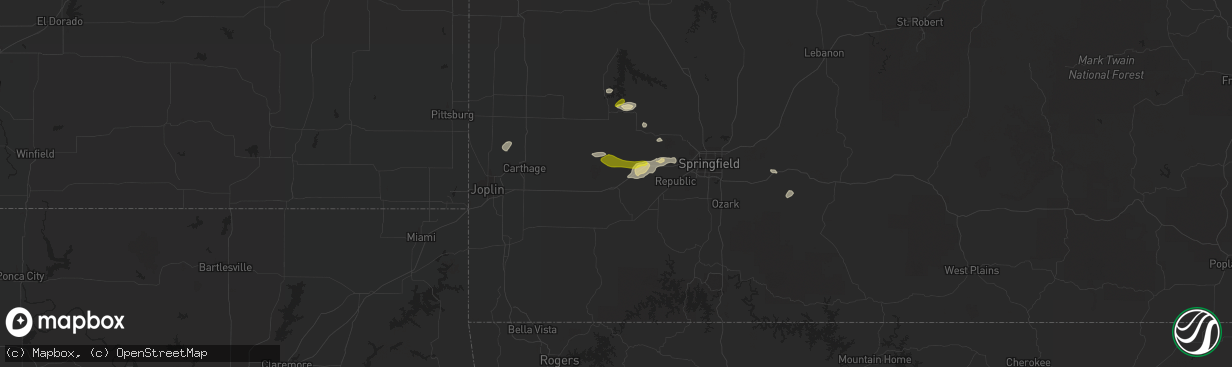 Hail map in Mount Vernon, MO on March 1, 2020