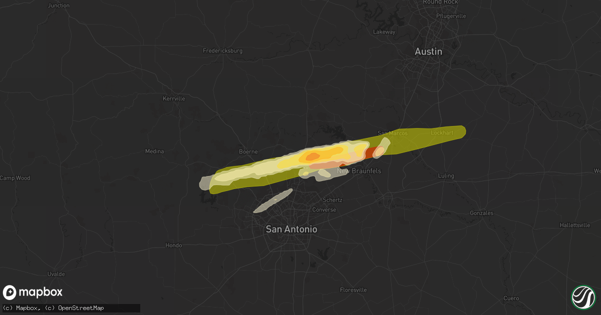 Hail map in Bulverde, TX on March 1, 2023