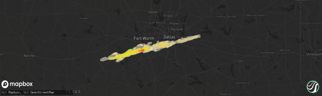 Hail map in Cedar Hill, TX on March 1, 2023