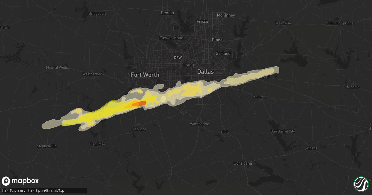 Hail map in Cedar Hill, TX on March 1, 2023
