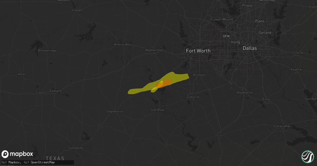 Hail map in Cresson, TX on March 1, 2023