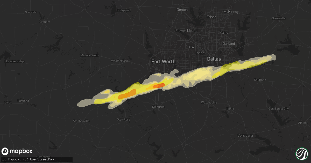Hail map in Crowley, TX on March 1, 2023