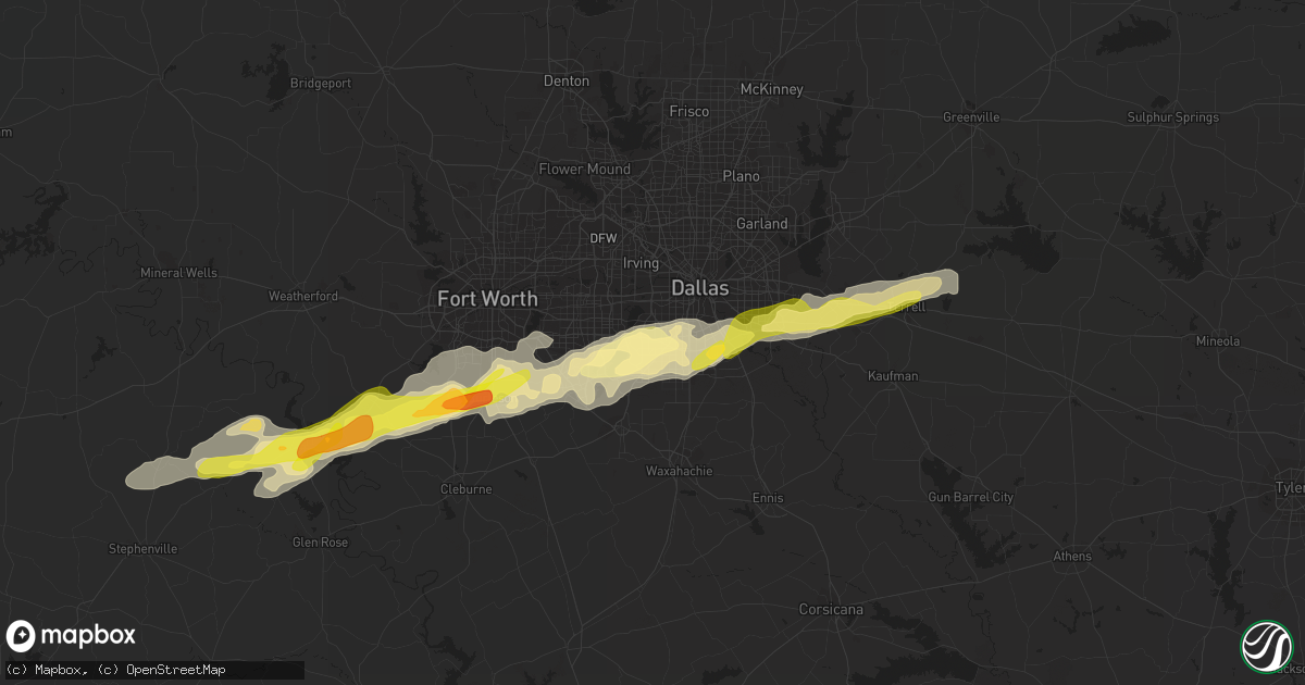 Hail map in Duncanville, TX on March 1, 2023