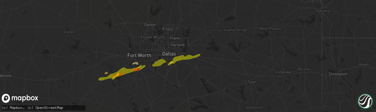 Hail map in Forney, TX on March 1, 2023