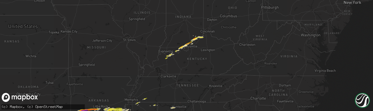 Hail map in Kentucky on March 1, 2023