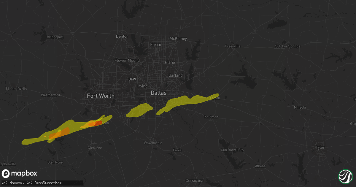 Hail map in Mesquite, TX on March 1, 2023