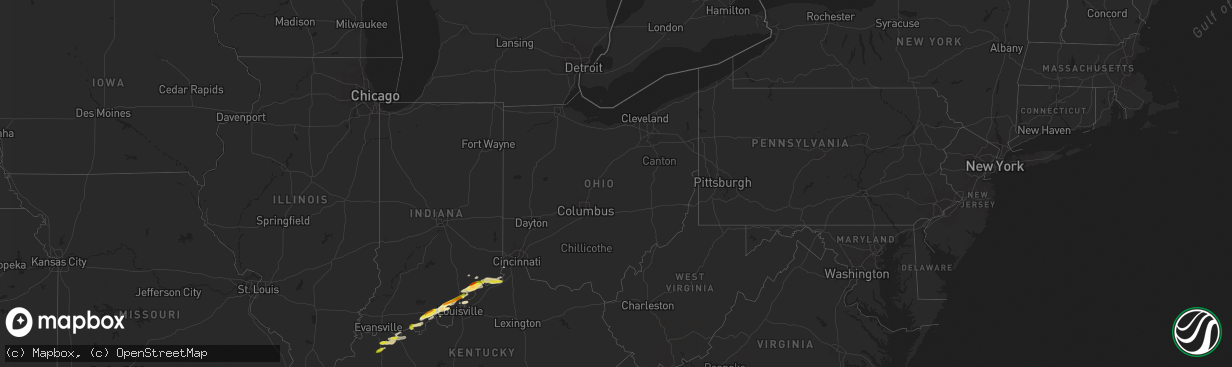 Hail map in Ohio on March 1, 2023
