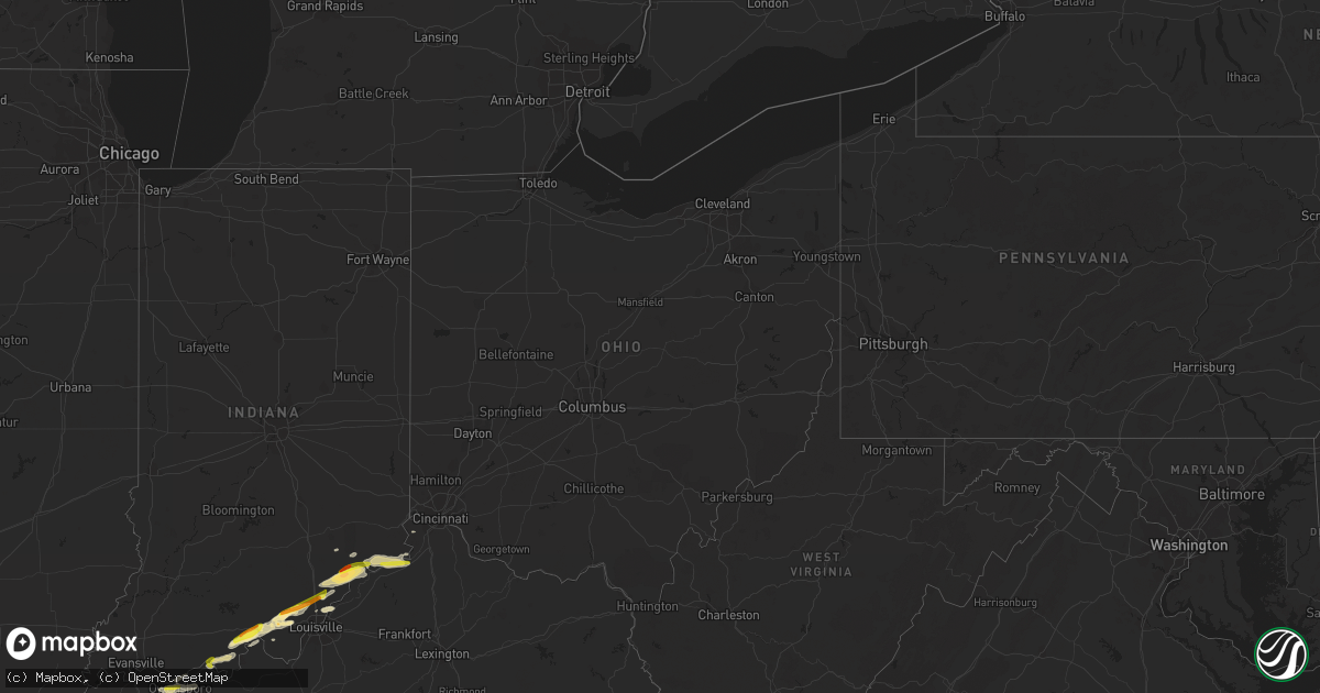 Hail map in Ohio on March 1, 2023