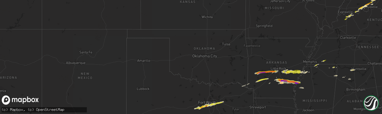 Hail map in Oklahoma on March 1, 2023