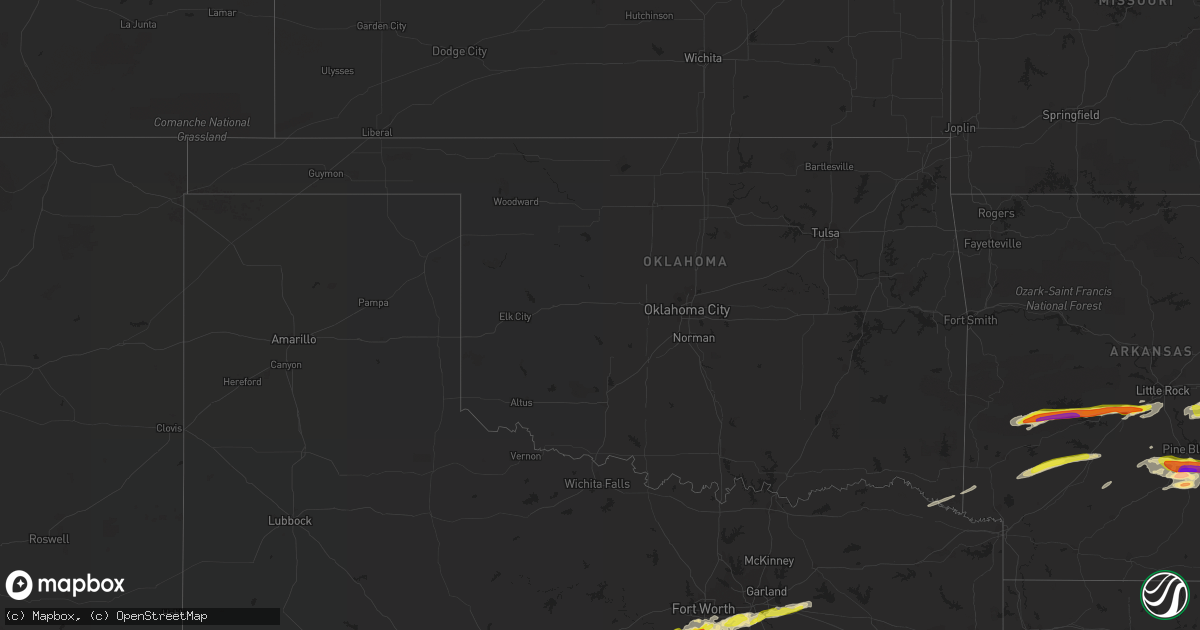 Hail map in Oklahoma on March 1, 2023
