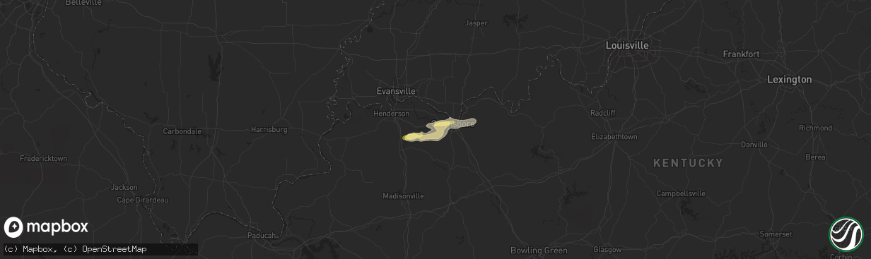 Hail map in Owensboro, KY on March 1, 2023