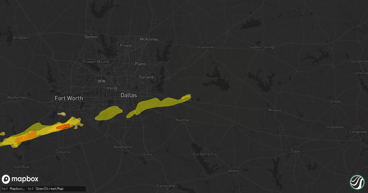Hail map in Terrell, TX on March 1, 2023