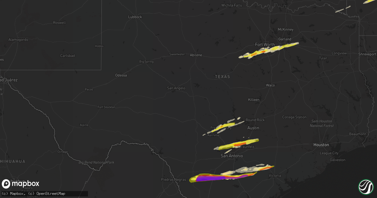 Hail map in Texas on March 1, 2023