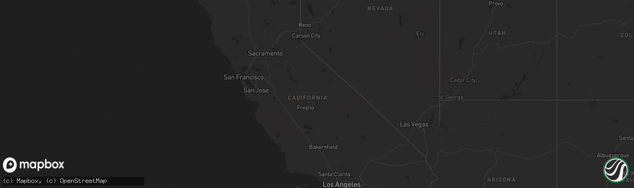 Hail map in California on March 1, 2024