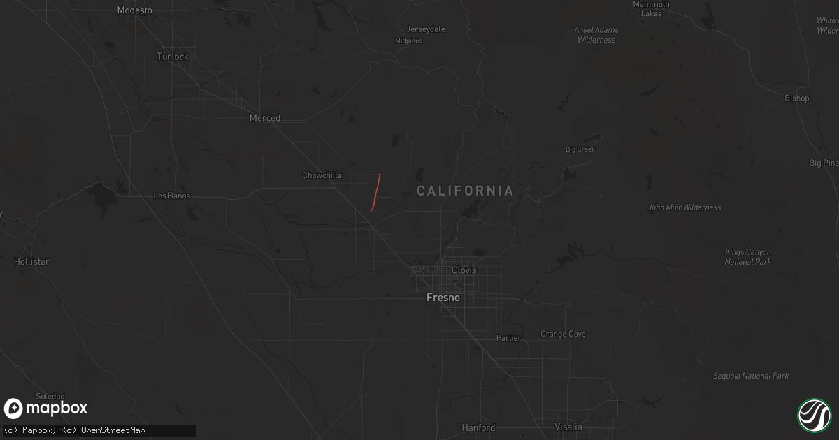 Hail map in Madera, CA on March 1, 2024