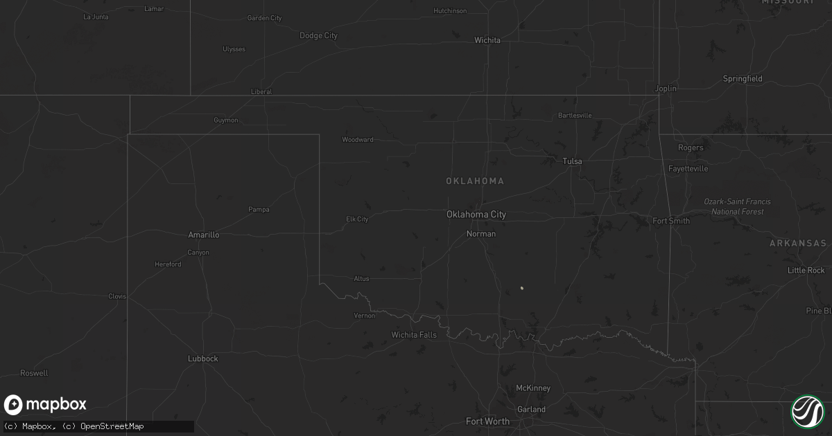 Hail map in Oklahoma on March 1, 2024