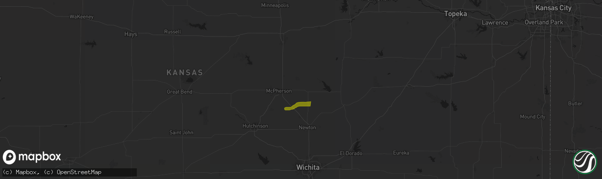 Hail map in Canton, KS on March 1, 2026