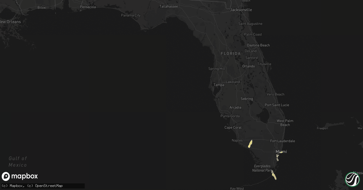 Hail map in Florida on March 1, 2026