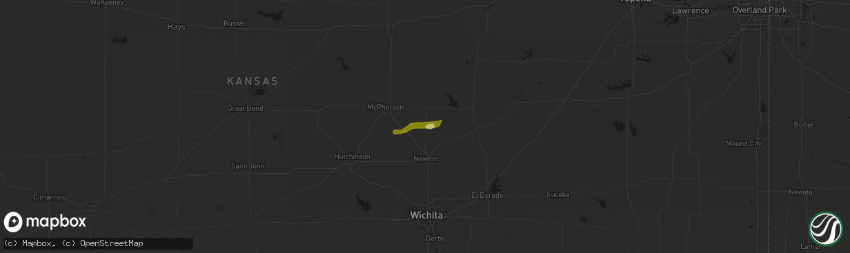 Hail map in Goessel, KS on March 1, 2026