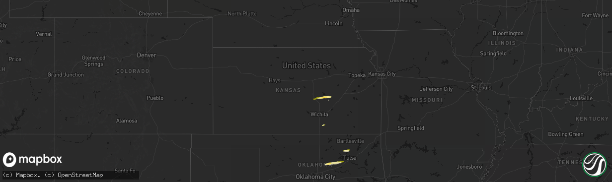 Hail map in Kansas on March 1, 2026