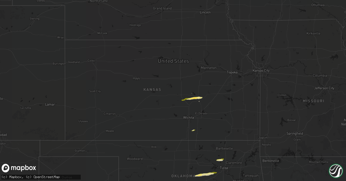 Hail map in Kansas on March 1, 2026