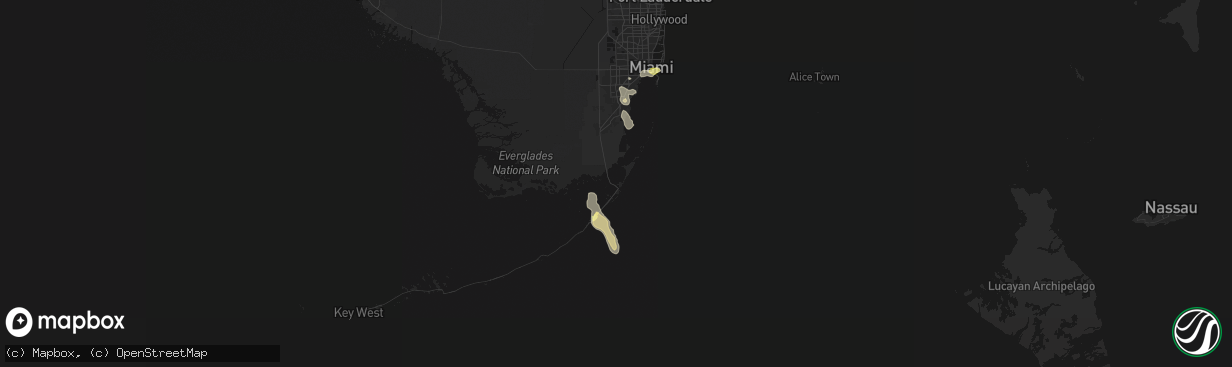 Hail map in Key Largo, FL on March 1, 2026
